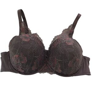 Torrid Curve Women Bra 44D Taupe Lace Floral T Shirt Underwired Lace